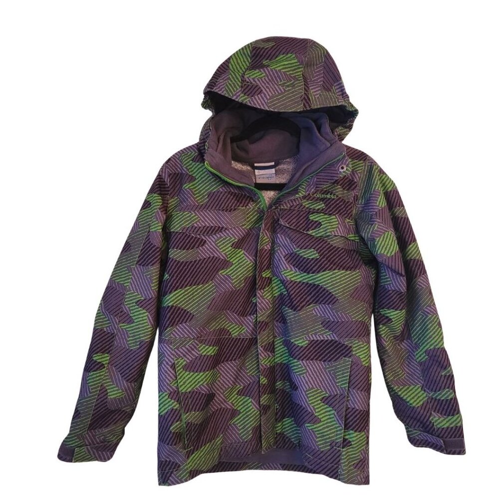 Columbia Interchange Boys Winter Coat Hooded Green Winter Jacket Youth M (10/12)